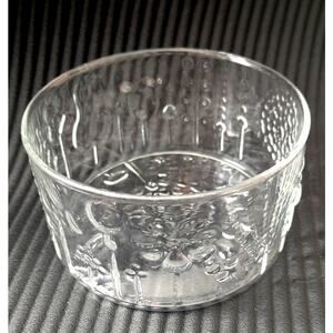 IITTALA FLORA 4.5" Round Glass Bowl Oiva Toikka Design Finland EUC vintage
